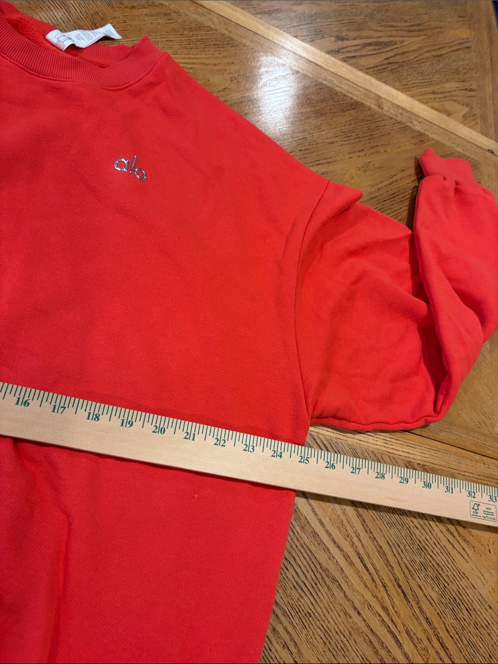 Alo Yoga Red Accolade Crew Neck Pullover Oversized Sweatshirt Large - Picture 10 of 15
